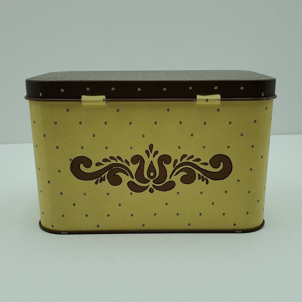 Pfaltzgraff Village Metal Recipe Card Holder Tin Box Cookie Candy Tea Tin - Picture 3 of 8